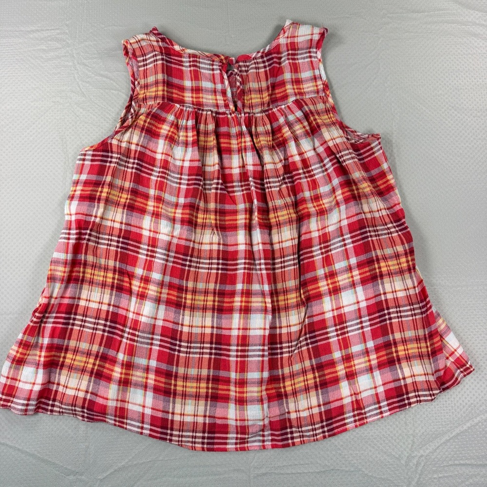 Torrid Sleeveless Smocked Babydoll Top Womens 0 L XL Plaid Red Yellow Gauze Cami - Picture 9 of 9